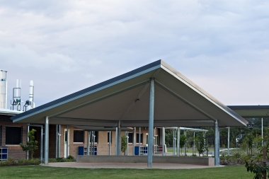 Photo of a covered seating area.